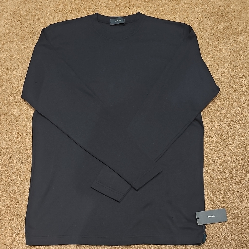 Zanone Black Long Sleeve Tee Performance Fabric